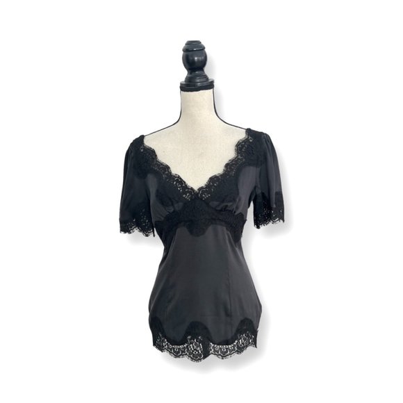 Dolce & Gabbana Tops - Dolce & Gabbana black silk lace blouse size 46